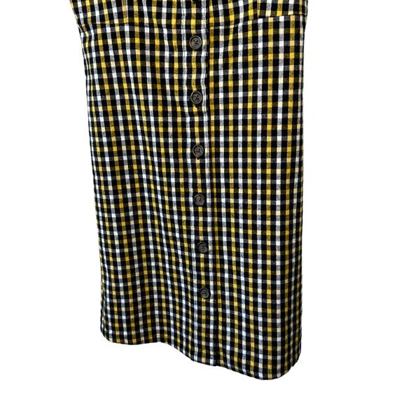 Hollister Yellow & Black Checkered Wide Strap Button Front Jumper Dress Sz XS - Picture 3 of 7